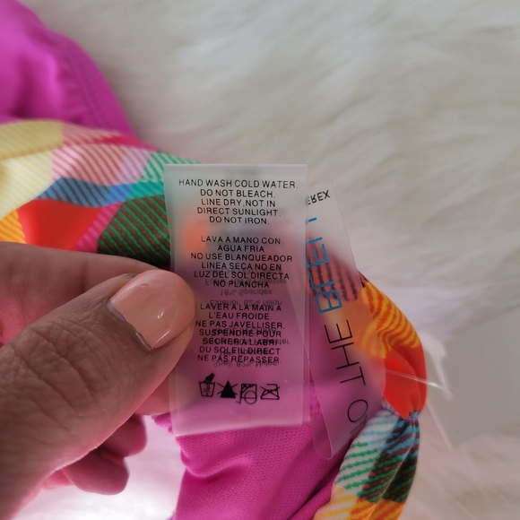 Into The Bleu by Amerex Hot Pink Madras Plaid Bikini Bottom 10 NWT - Picture 5 of 10